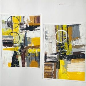 Abstract Yellow and Gray Art Set
